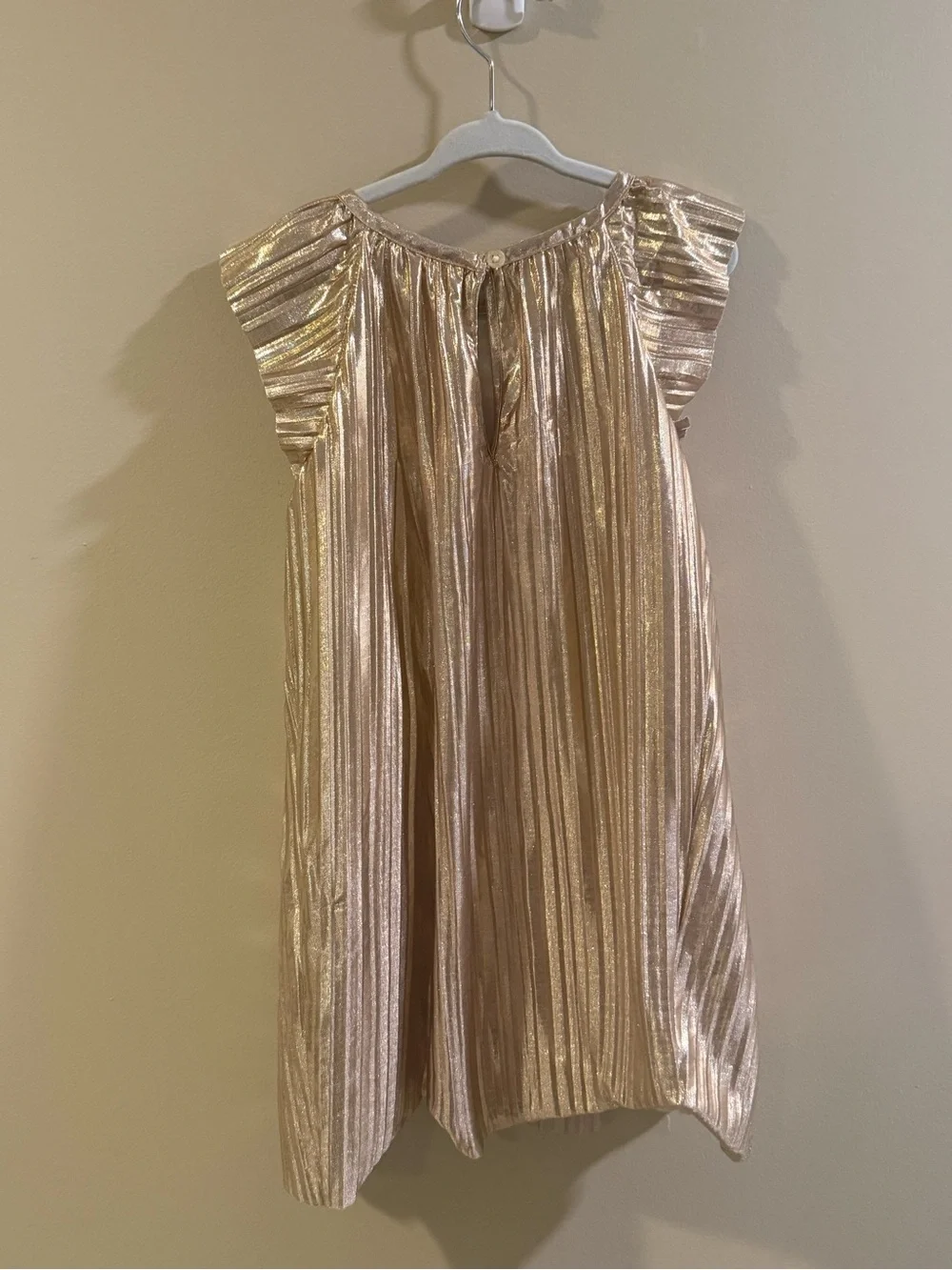 OshKosh B'gosh Metallic Gold Pleated Girls Dress